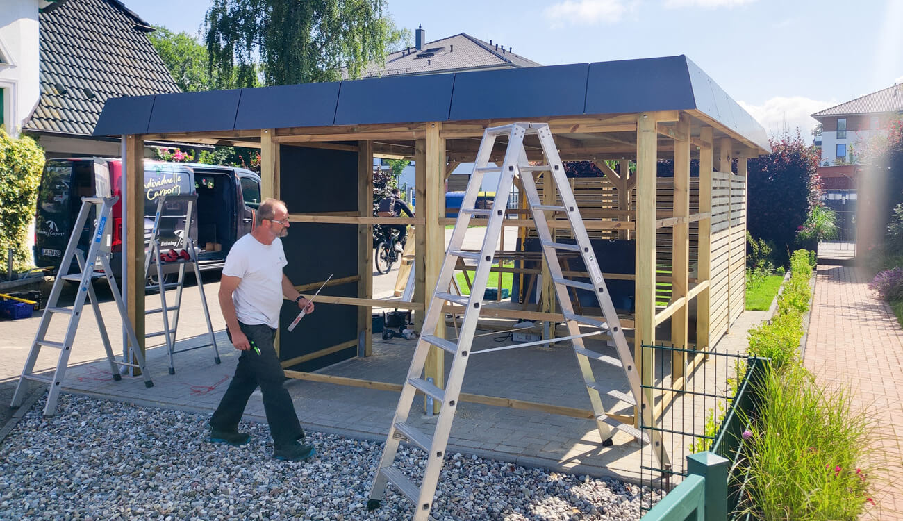 Einbau HPL Kammer in Carport
