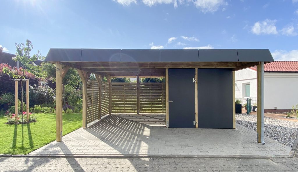 Doppelcarport mit HPL Kammerkammer